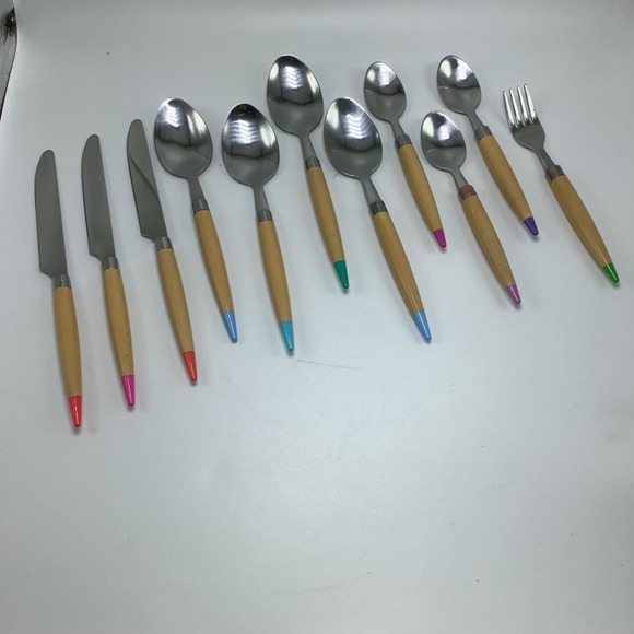 Other - Disney Parks Ink & Paint Flatware 11 Piece Wood like Handles Colorful Paint Ends